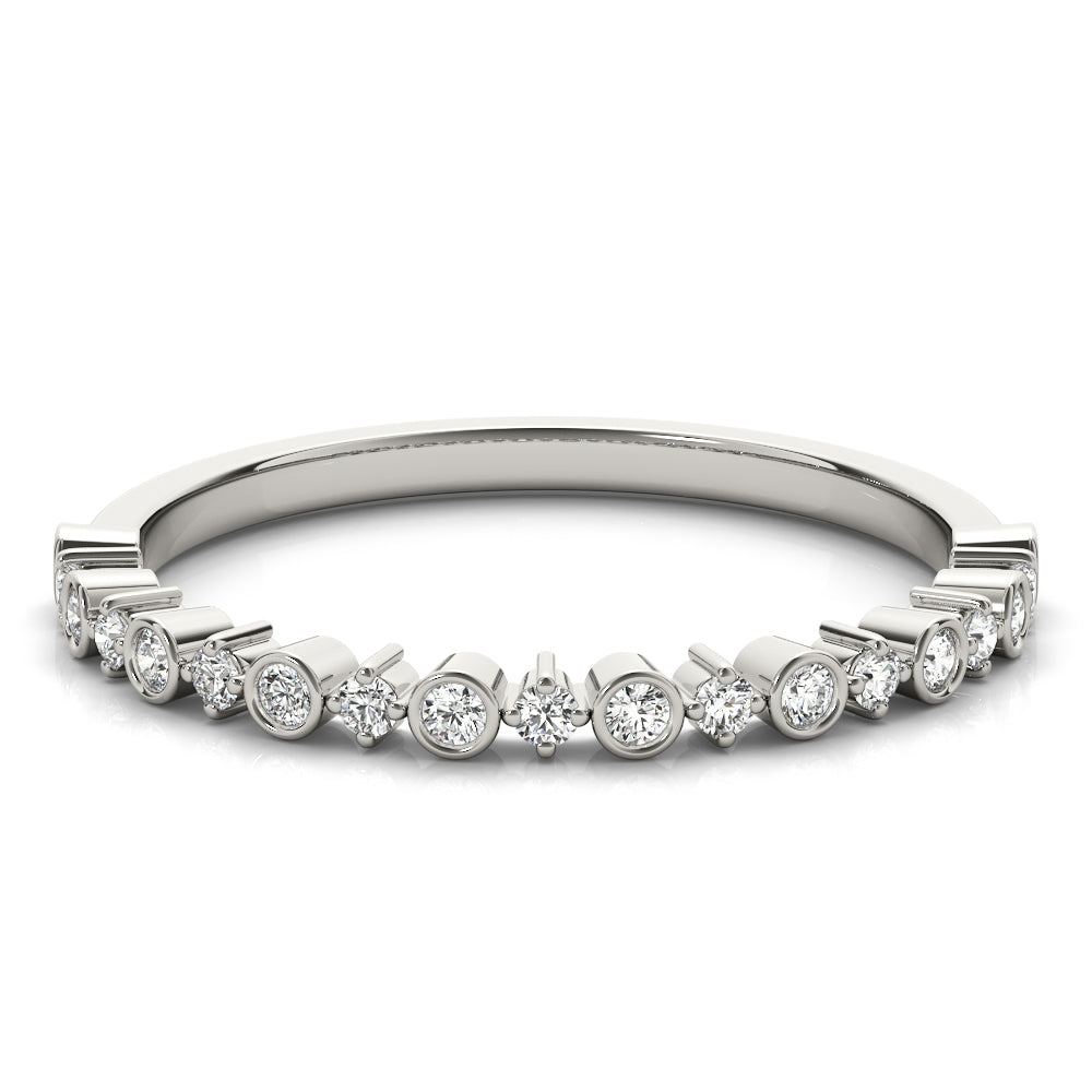Wedding Band 0.19 Carat Round Diamond In 14K Solid White Gold Women Jewelry