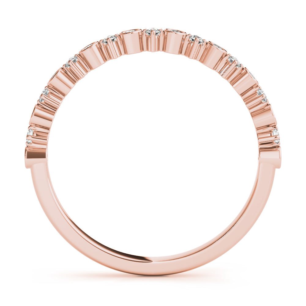 Wedding Band 0.19 Carat Round Diamond In 14K Solid Rose Gold Women Jewelry