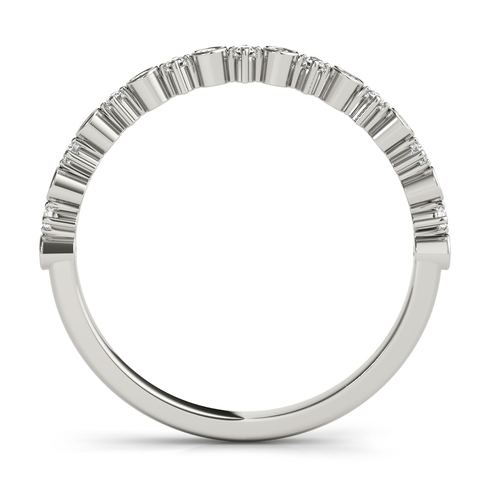 Wedding Band 0.19 Carat Round Diamond In 14K Solid White Gold Women Jewelry