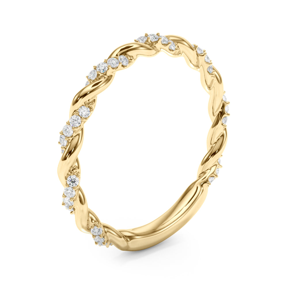 10K White, Rose & Yellow Gold 0.20 Ct Natural Diamond Prong Set Wedding Band