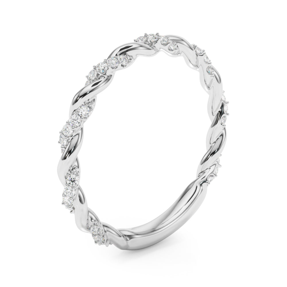 10K White, Rose & Yellow Gold 0.20 Ct Natural Diamond Prong Set Wedding Band