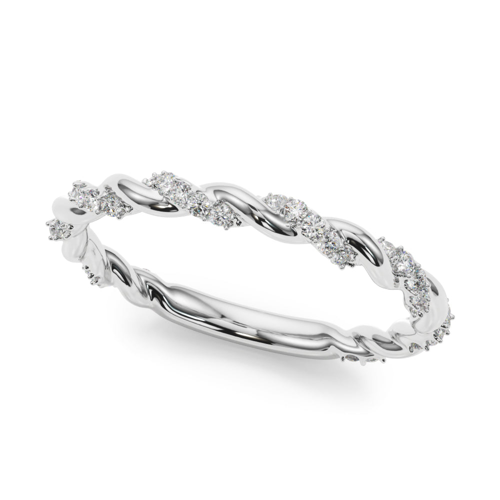 10K White, Rose & Yellow Gold 0.20 Ct Natural Diamond Prong Set Wedding Band