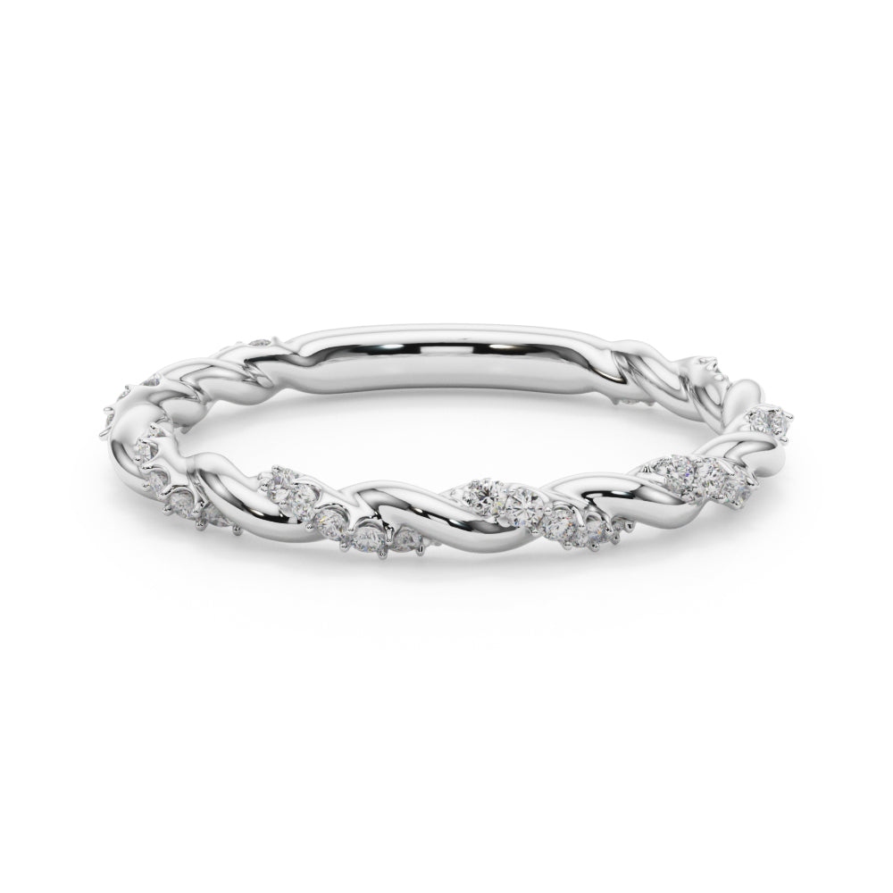10K White, Rose & Yellow Gold 0.20 Ct Natural Diamond Prong Set Wedding Band