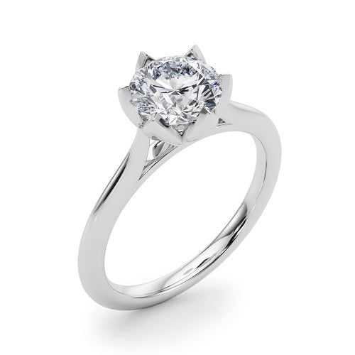 1/3 Carat Round Diamond Solitaire Ring In 10K Solid White Gold