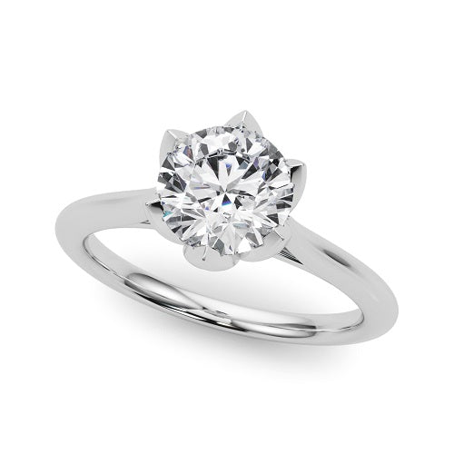 1/3 Carat Round Diamond Solitaire Ring In 10K Solid White Gold