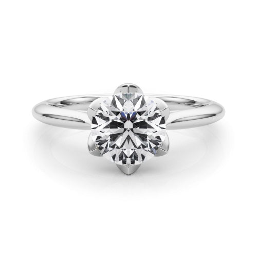 1/3 Carat Round Diamond Solitaire Ring In 10K Solid White Gold