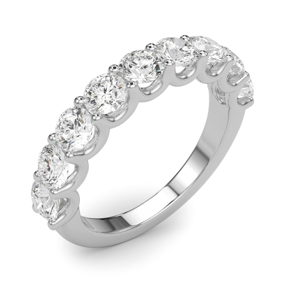 Diamond Wedding Band 0.90 Ct FG/VVS1 Round Prong Set Diamond In 10K White Gold