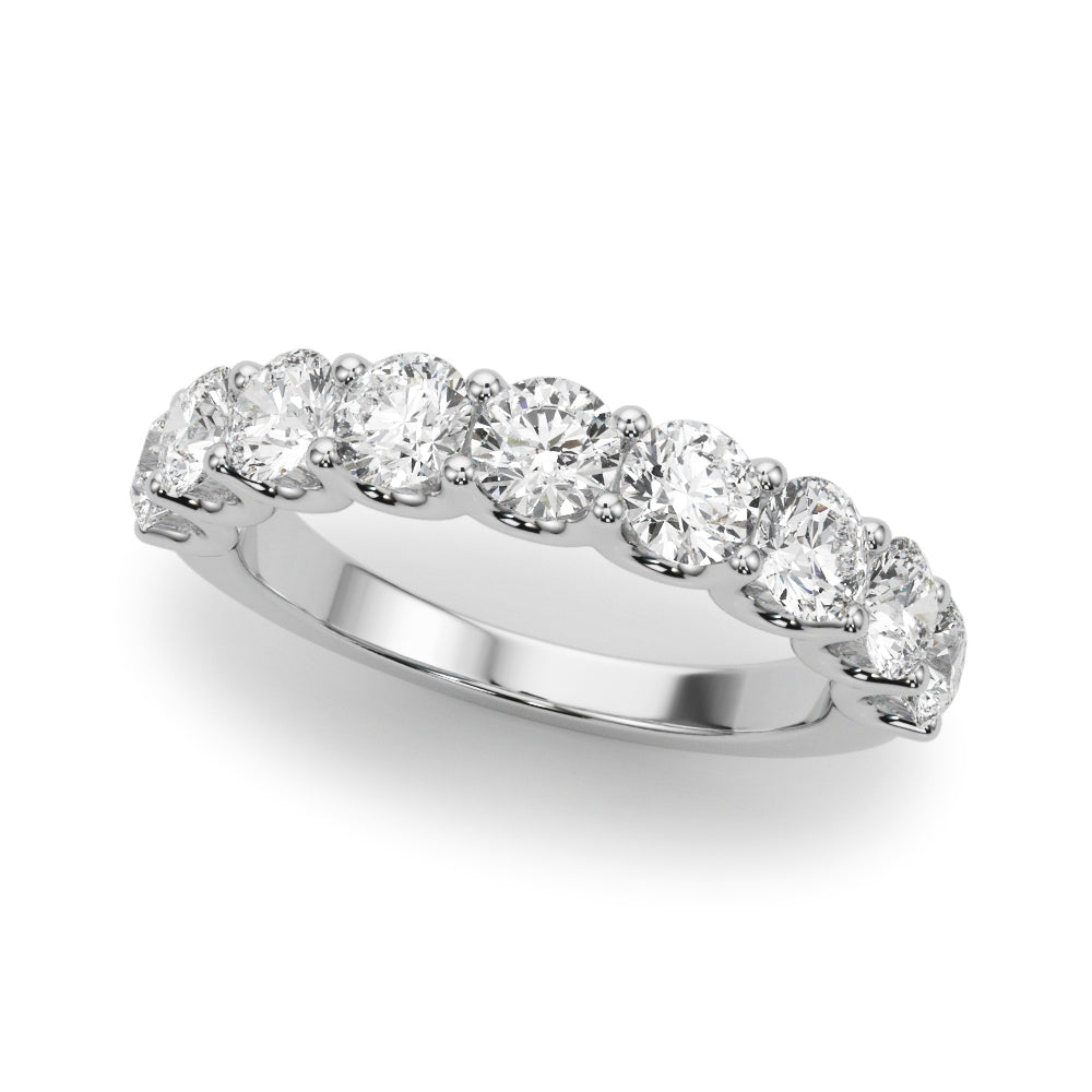 Diamond Wedding Band 0.90 Ct FG/VVS1 Round Prong Set Diamond In 10K White Gold