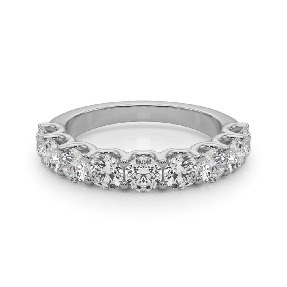 Diamond Wedding Band 0.90 Ct FG/VVS1 Round Prong Set Diamond In 10K White Gold