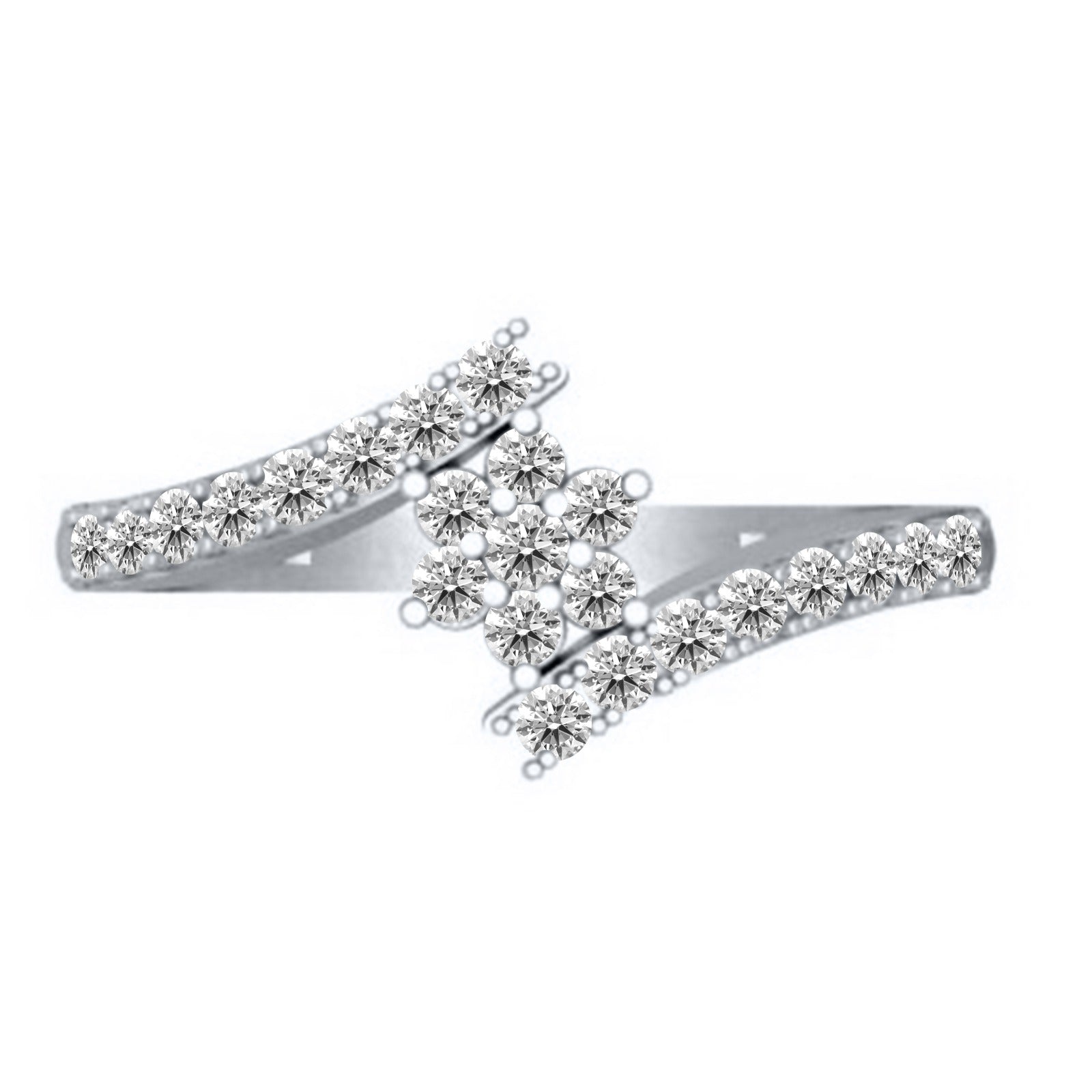 1/2 Carat Natural Diamond Wedding Engagement Ring in 18K Solid White Gold