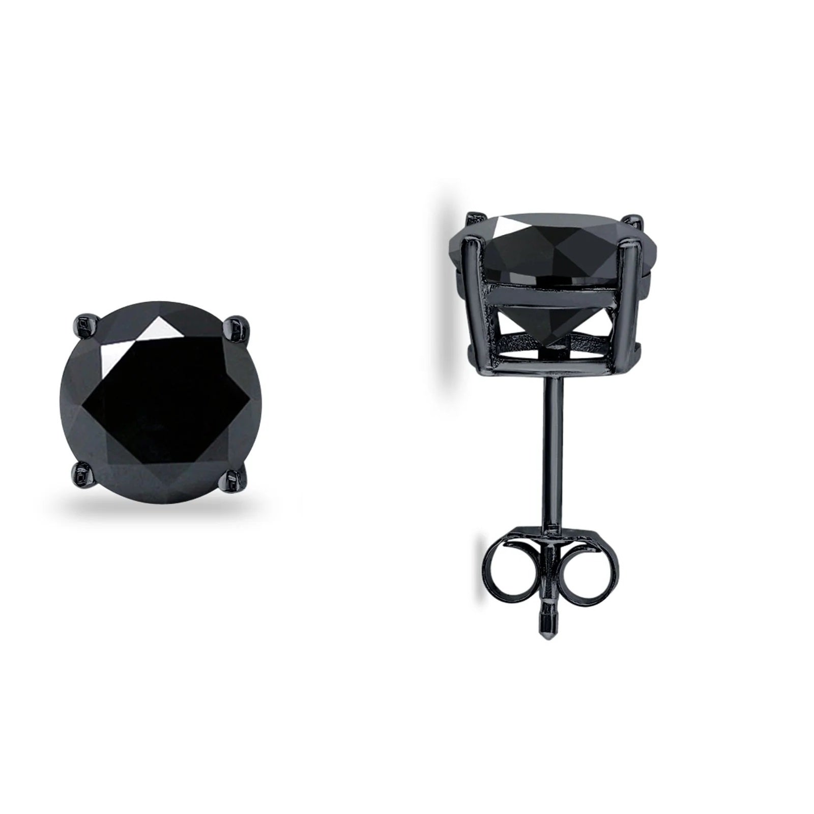 Simulated Black Diamond Stud Earrings (0.20 Ct – 2.50 Ct) in Black Rhodium Plated Finish