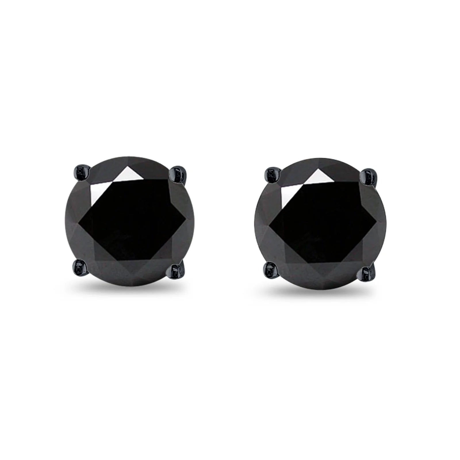 Simulated Black Diamond Stud Earrings (0.20 Ct – 2.50 Ct) in Black Rhodium Plated Finish