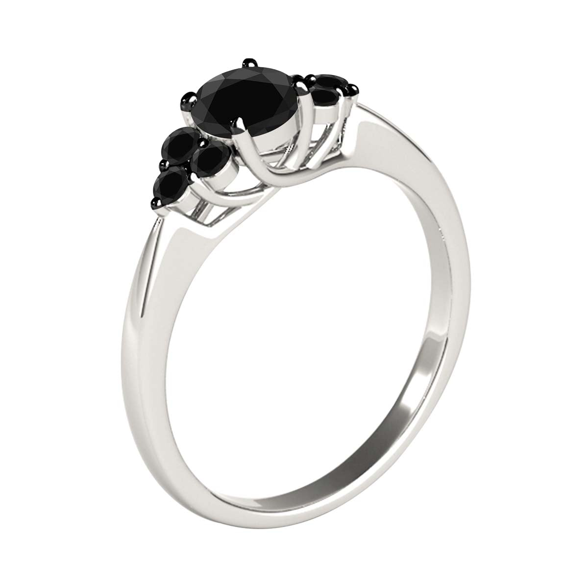 1.40 Ct Black Round Diamond 10K White Gold Wedding Engagement Rings Jewelry
