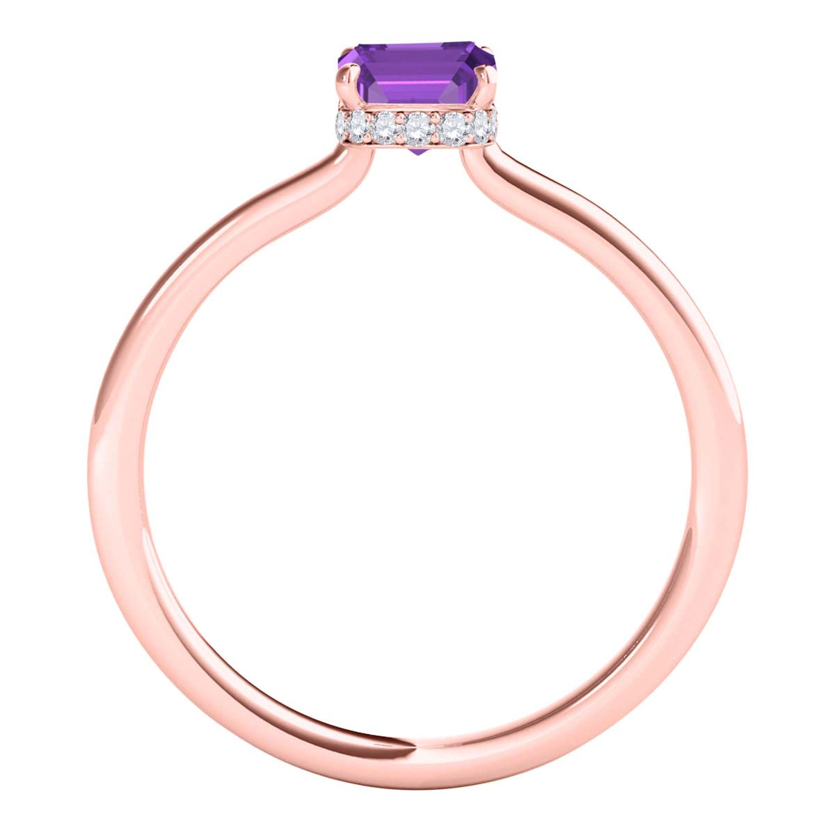 2.5 Ct Amethyst Diamond Gemstone Rings In 10K Solid Rose White & Yellow Gold