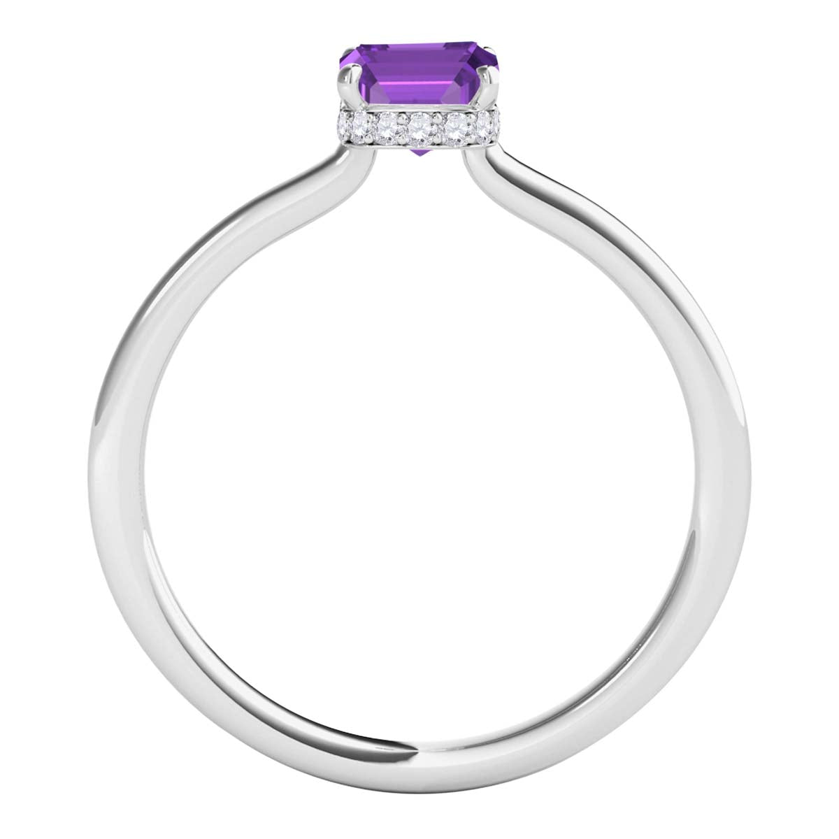 2.5 Ct Amethyst Diamond Gemstone Rings In 10K Solid Rose White & Yellow Gold