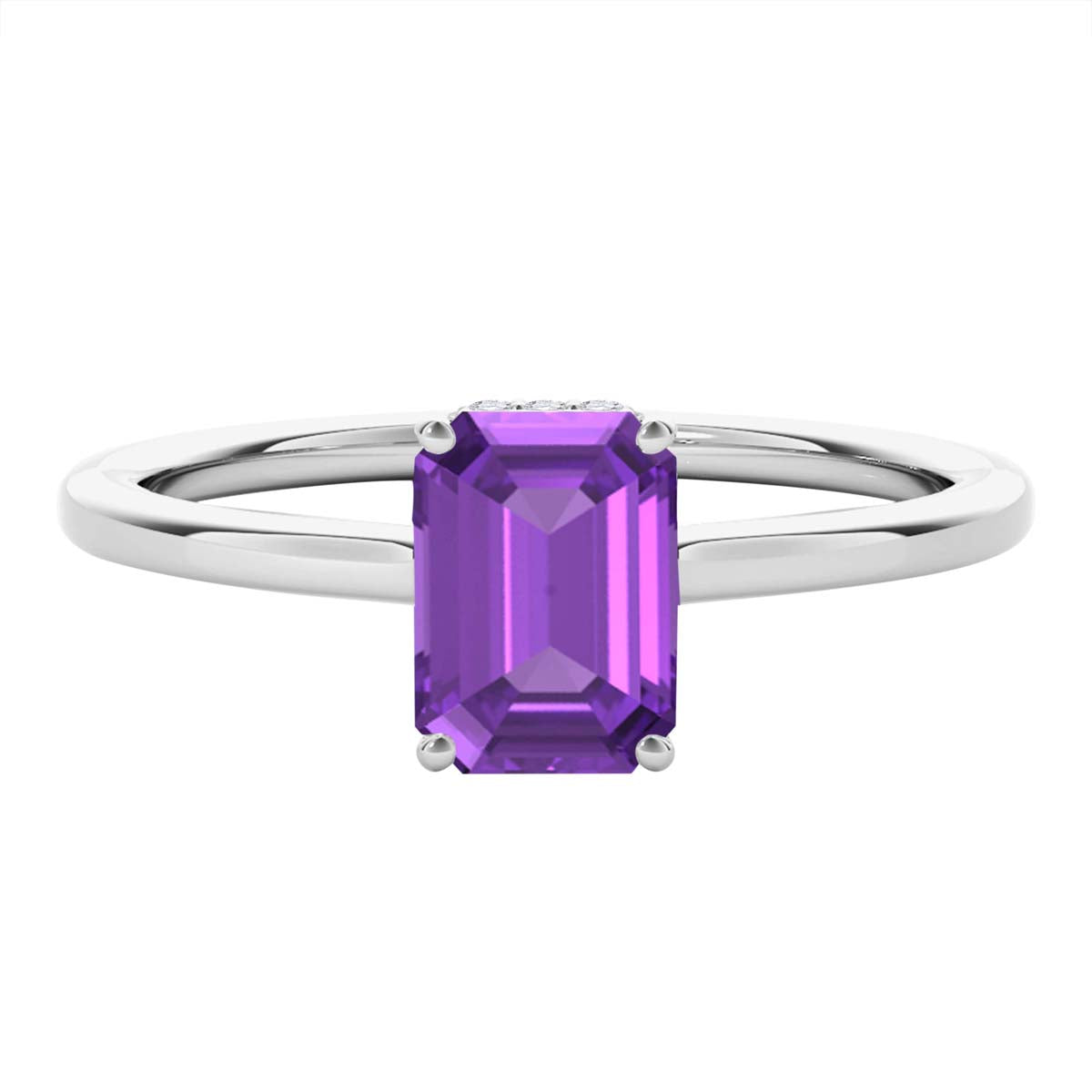 2.5 Ct Amethyst Diamond Gemstone Rings In 10K Solid Rose White & Yellow Gold