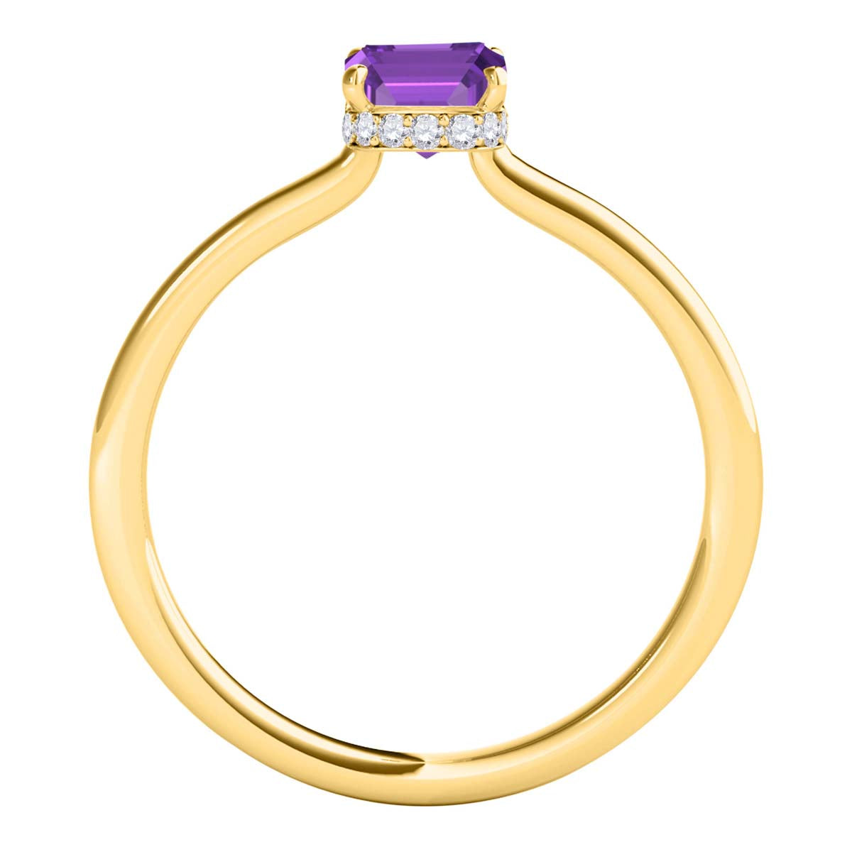 2.5 Ct Amethyst Diamond Gemstone Rings In 10K Solid Rose White & Yellow Gold