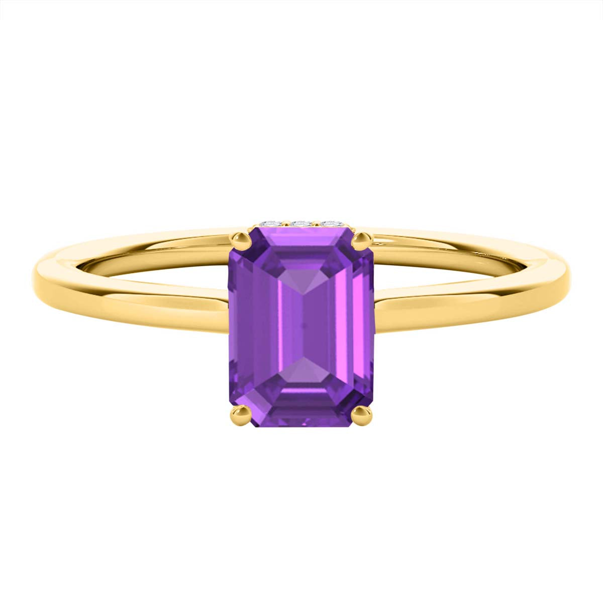 2.5 Ct Amethyst Diamond Gemstone Rings In 10K Solid Rose White & Yellow Gold
