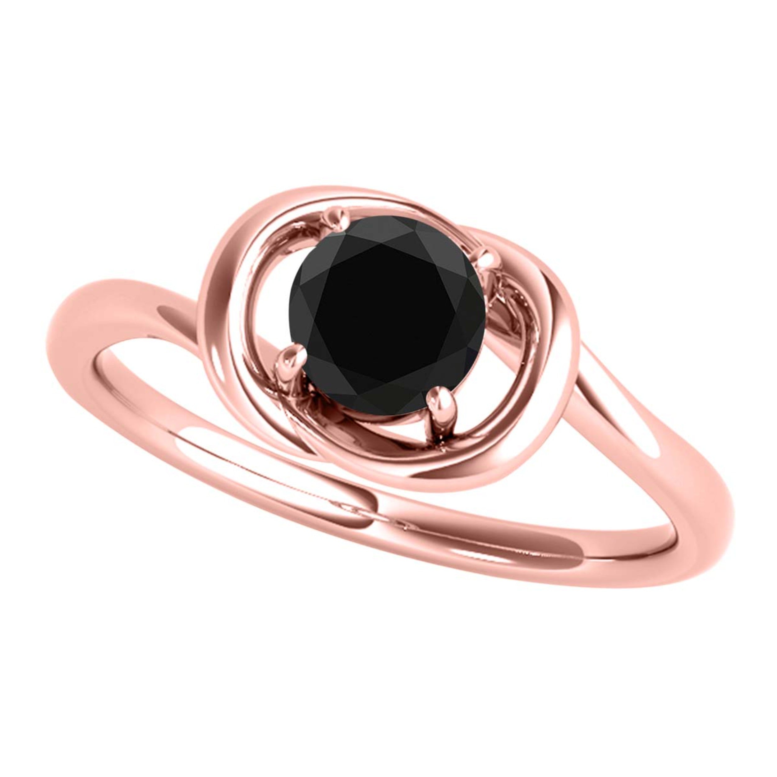 1/2 Ct Black Diamond 14K Rose/ White & Yellow Gold Engagement Ring Women Jewelry