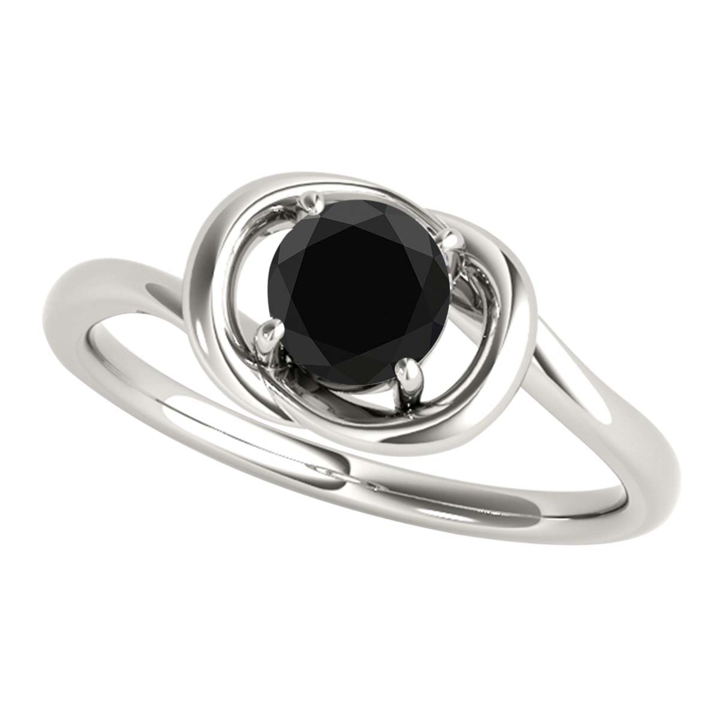 1/2 Ct Black Diamond 14K Rose/ White & Yellow Gold Engagement Ring Women Jewelry