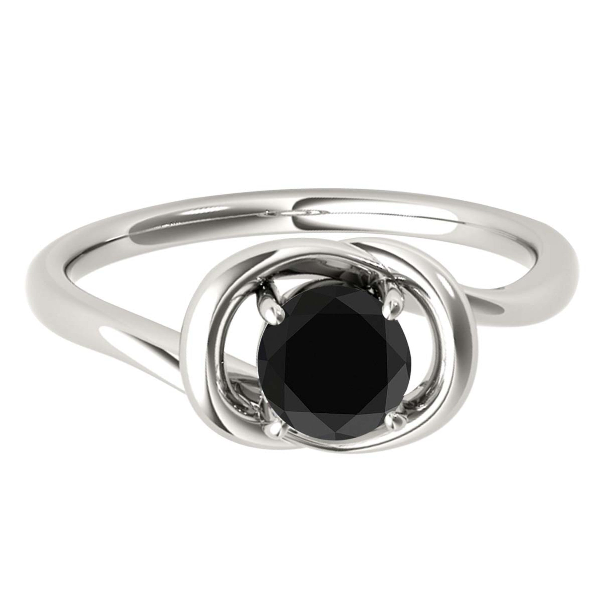 1/2 Ct Black Diamond 14K Rose/ White & Yellow Gold Engagement Ring Women Jewelry