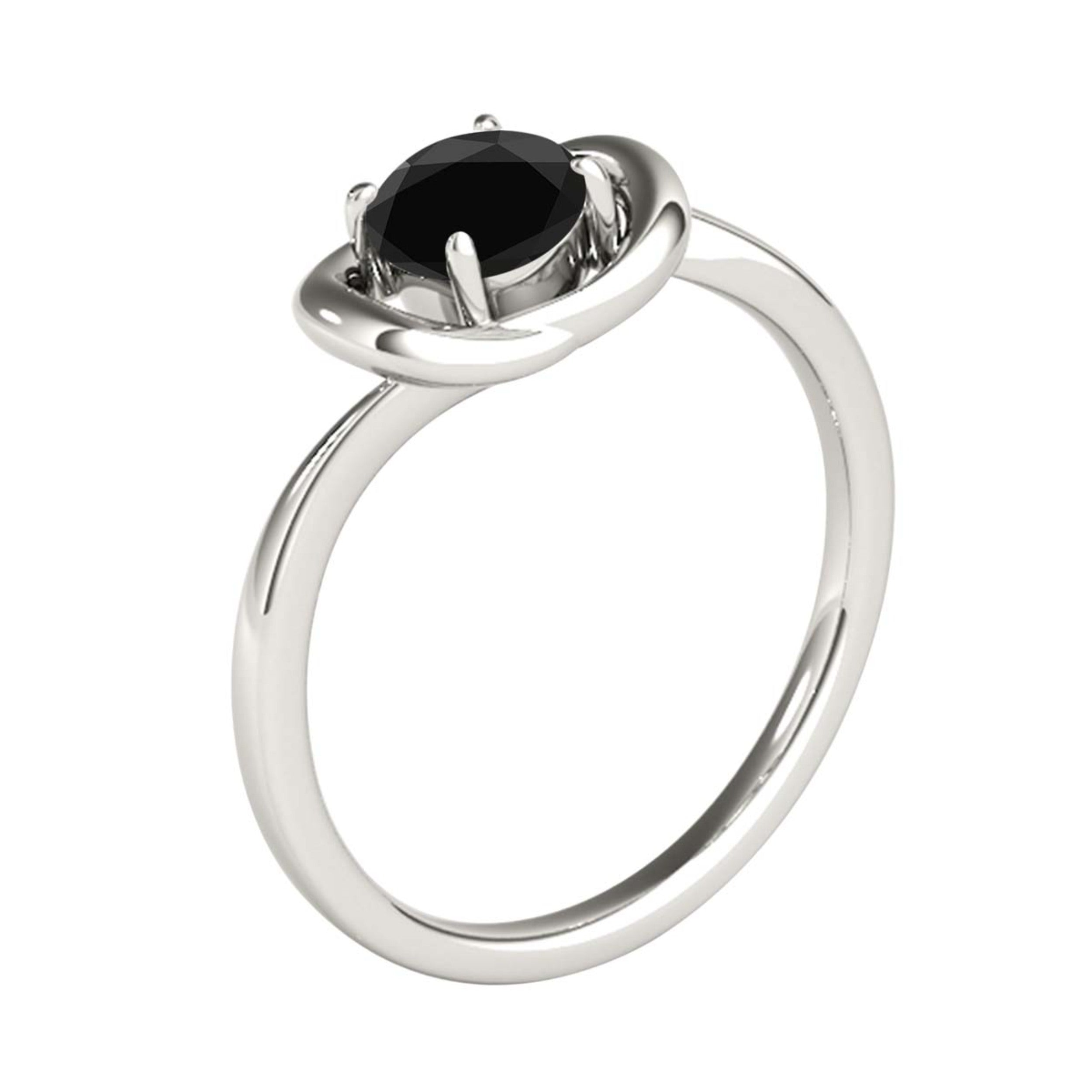 1/2 Ct Black Diamond 14K Rose/ White & Yellow Gold Engagement Ring Women Jewelry