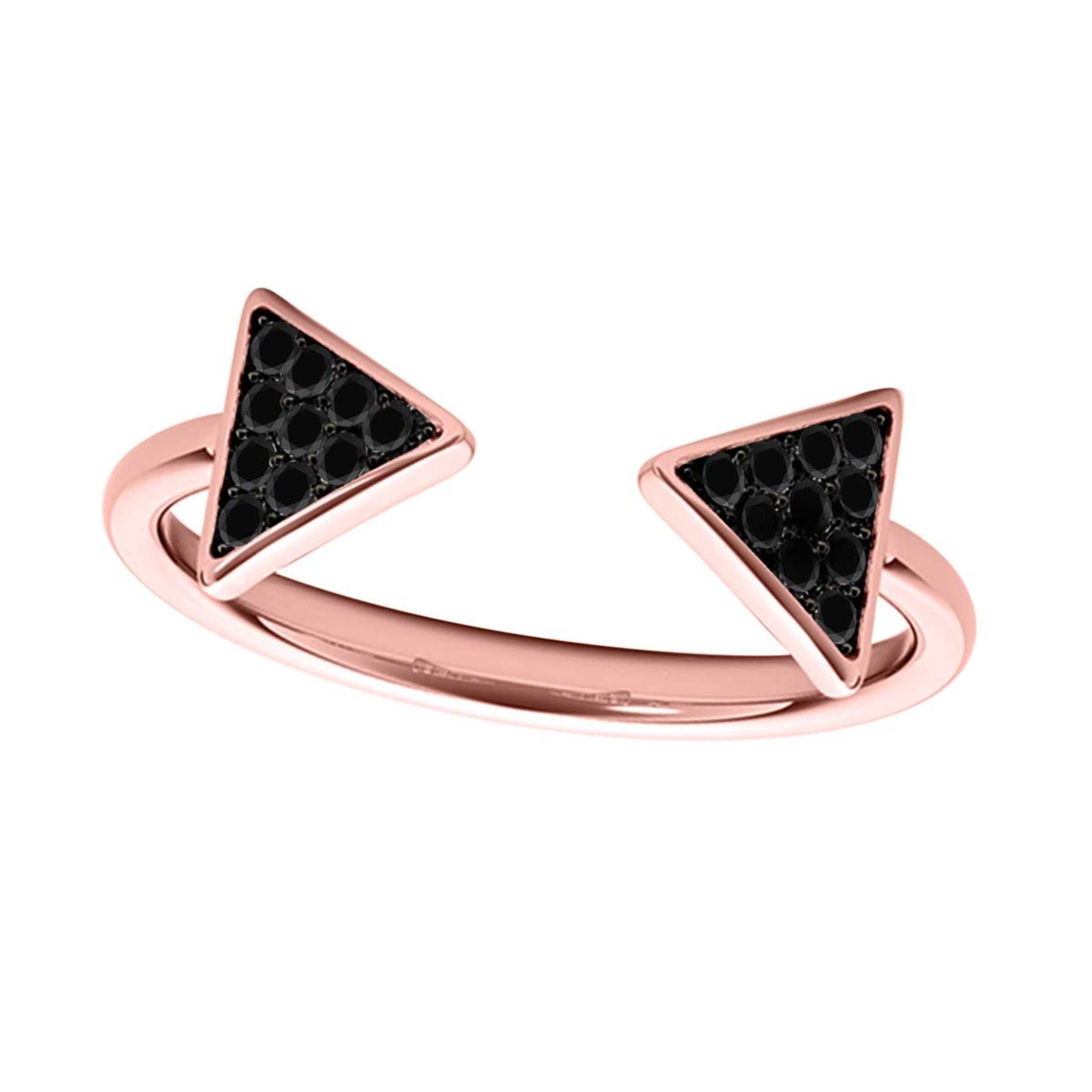 0.25 Ct Black Diamond Wedding Band In 10K Solid Rose/ White & Yellow Gold