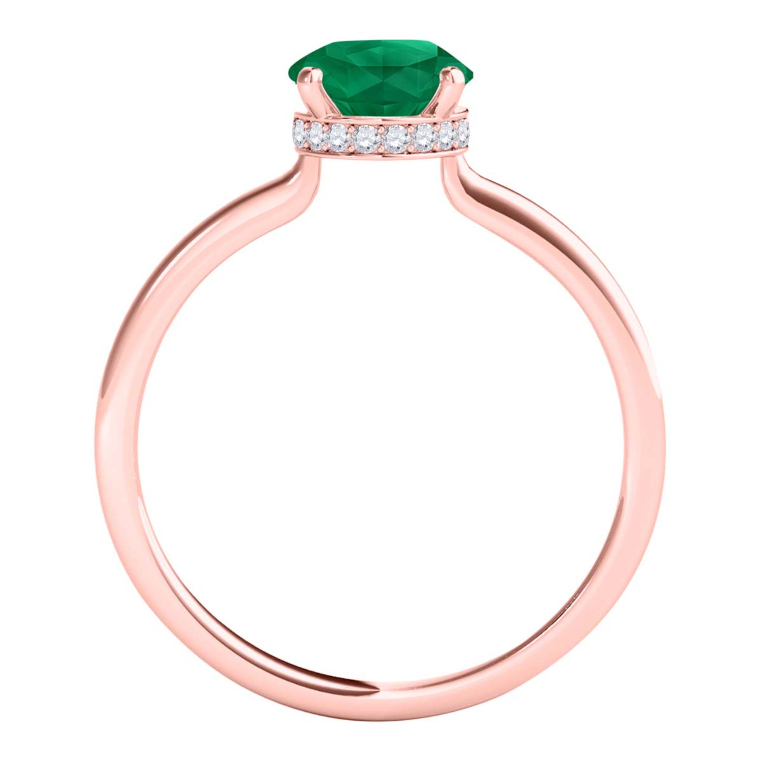 1.00 Ct Round Gemstone And Diamond Solitaire Engagement Rings 14K Rose White & Yellow Gold