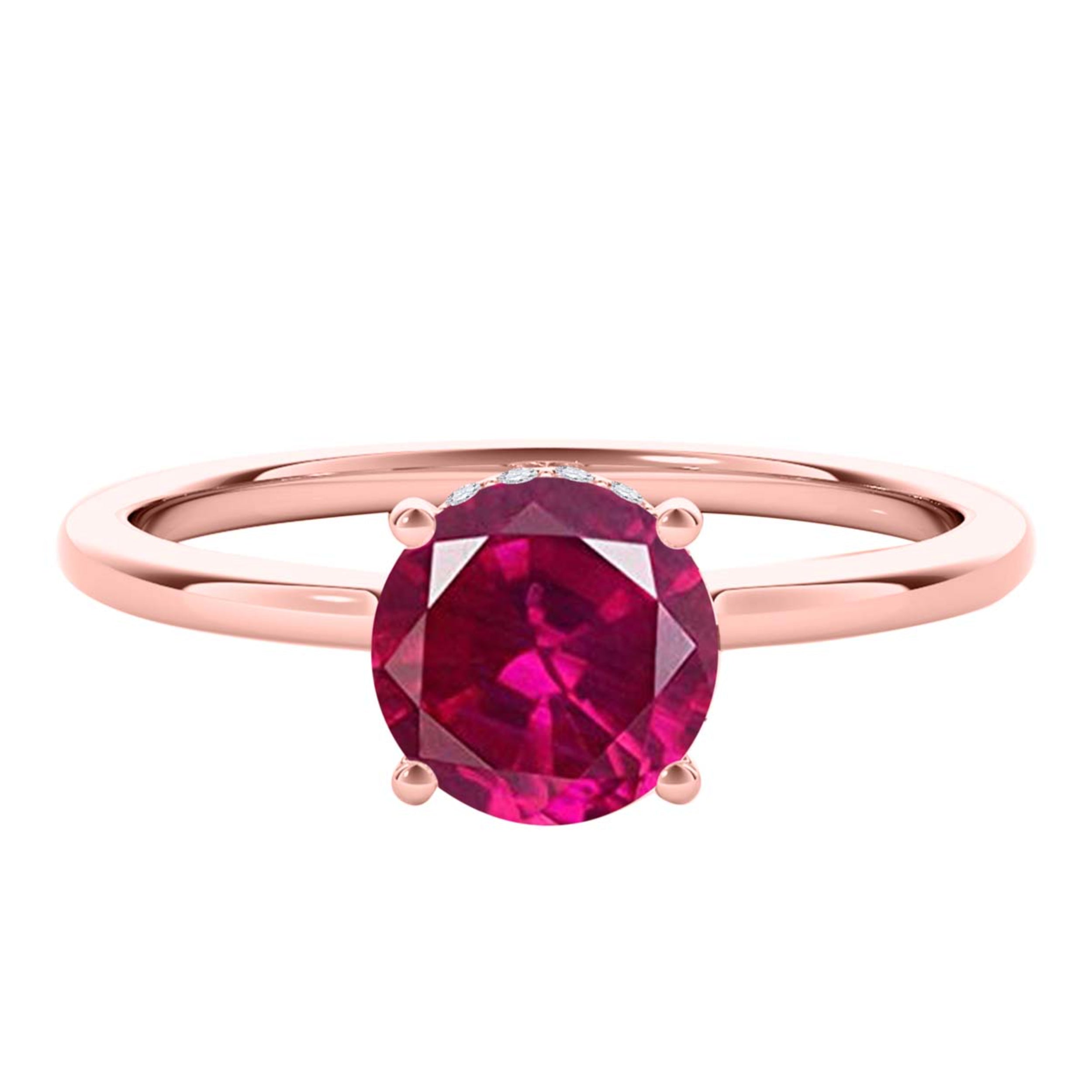 1.00 Ct Ruby Diamond 14K Rose White Yellow Gold Gemstone Ring Women's Jewelry
