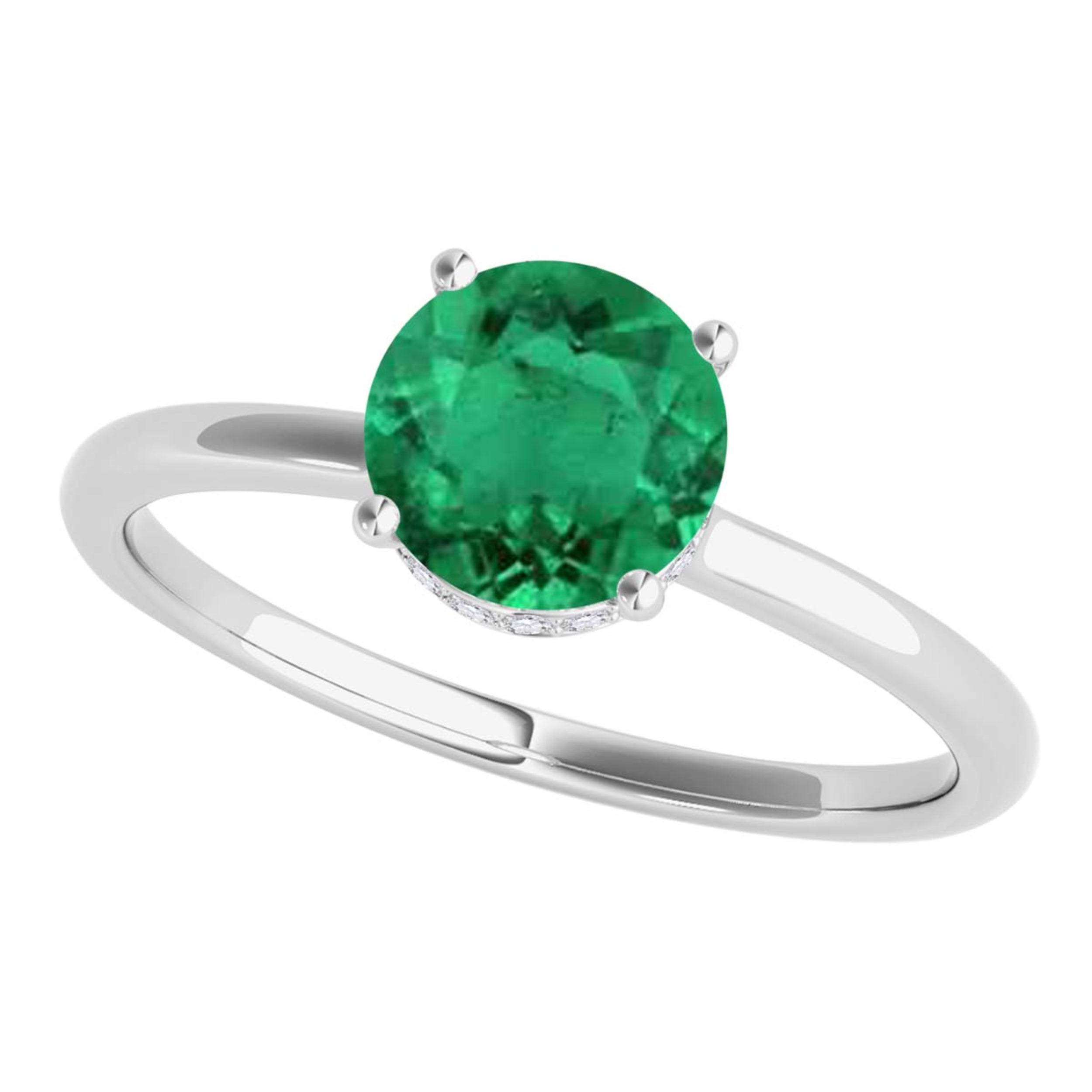 1.00 Ct Round Gemstone And Diamond Solitaire Engagement Rings 14K Rose White & Yellow Gold