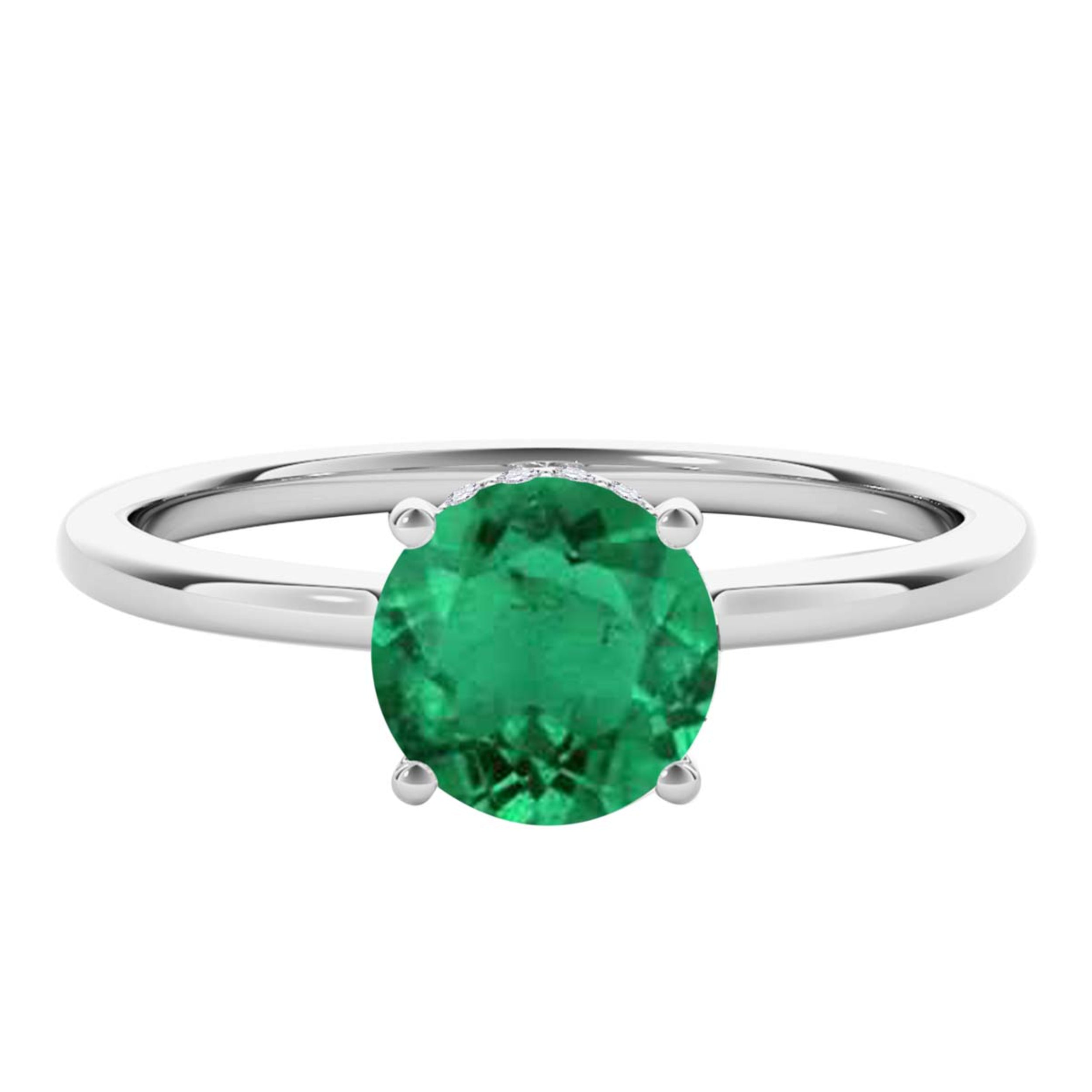 1.00 Ct Round Gemstone And Diamond Solitaire Engagement Rings 14K Rose White & Yellow Gold
