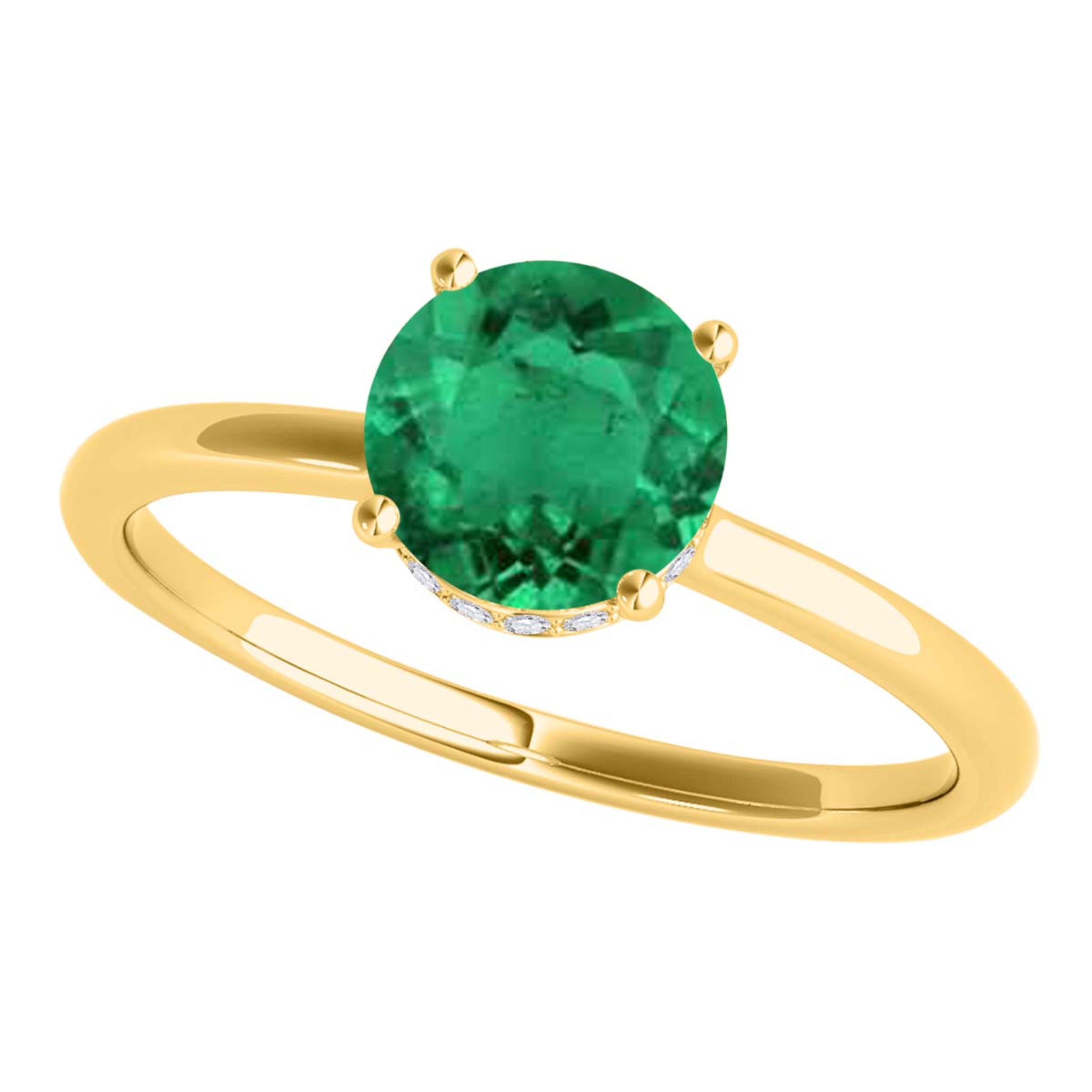 1.00 Ct Round Gemstone And Diamond Solitaire Engagement Rings 14K Rose White & Yellow Gold