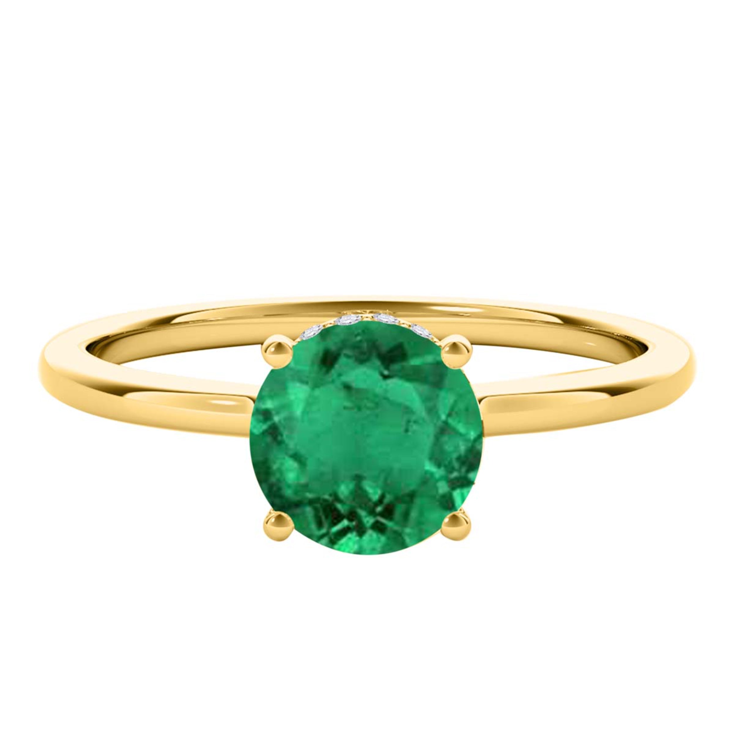 1.00 Ct Round Gemstone And Diamond Solitaire Engagement Rings 14K Rose White & Yellow Gold