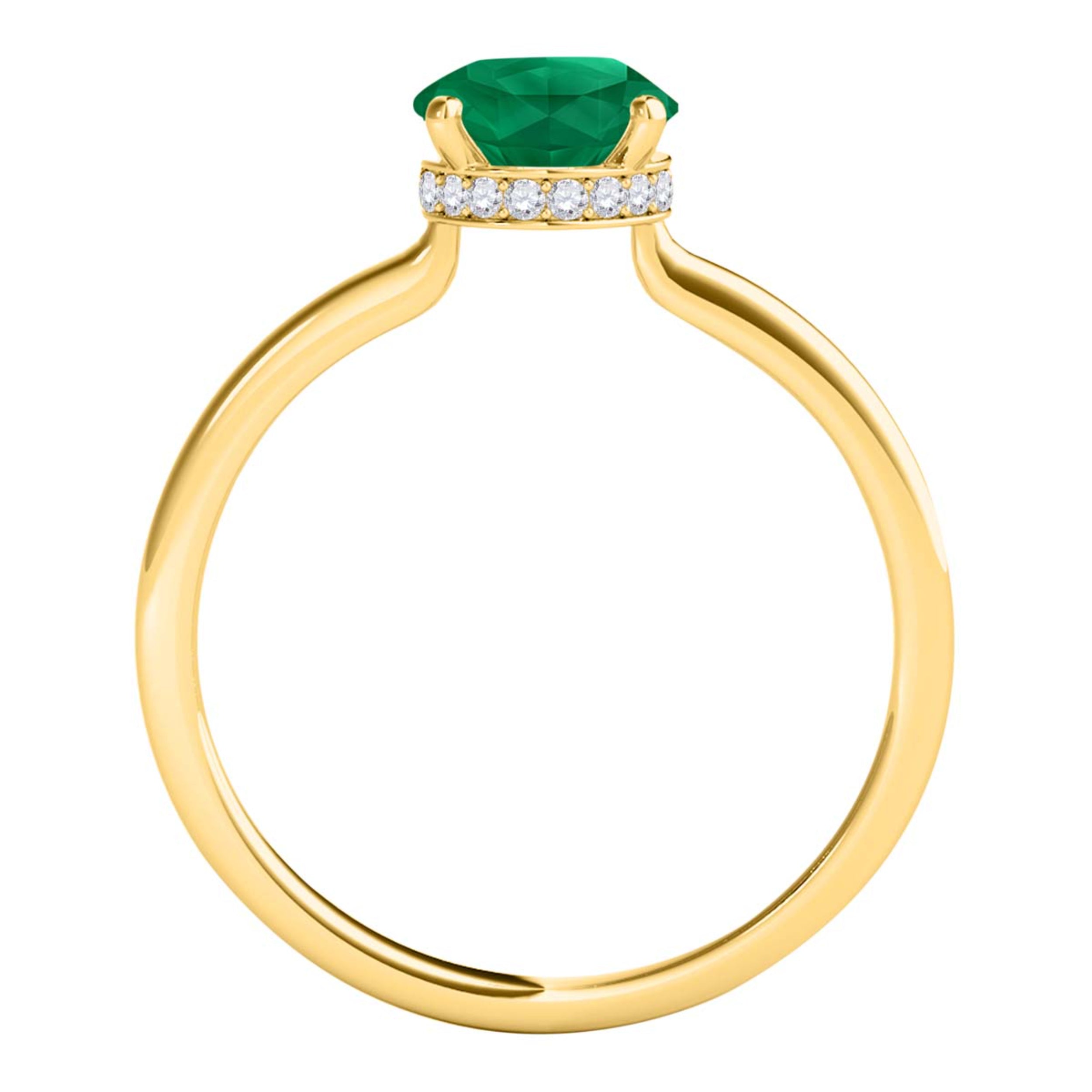 1.00 Ct Round Gemstone And Diamond Solitaire Engagement Rings 14K Rose White & Yellow Gold