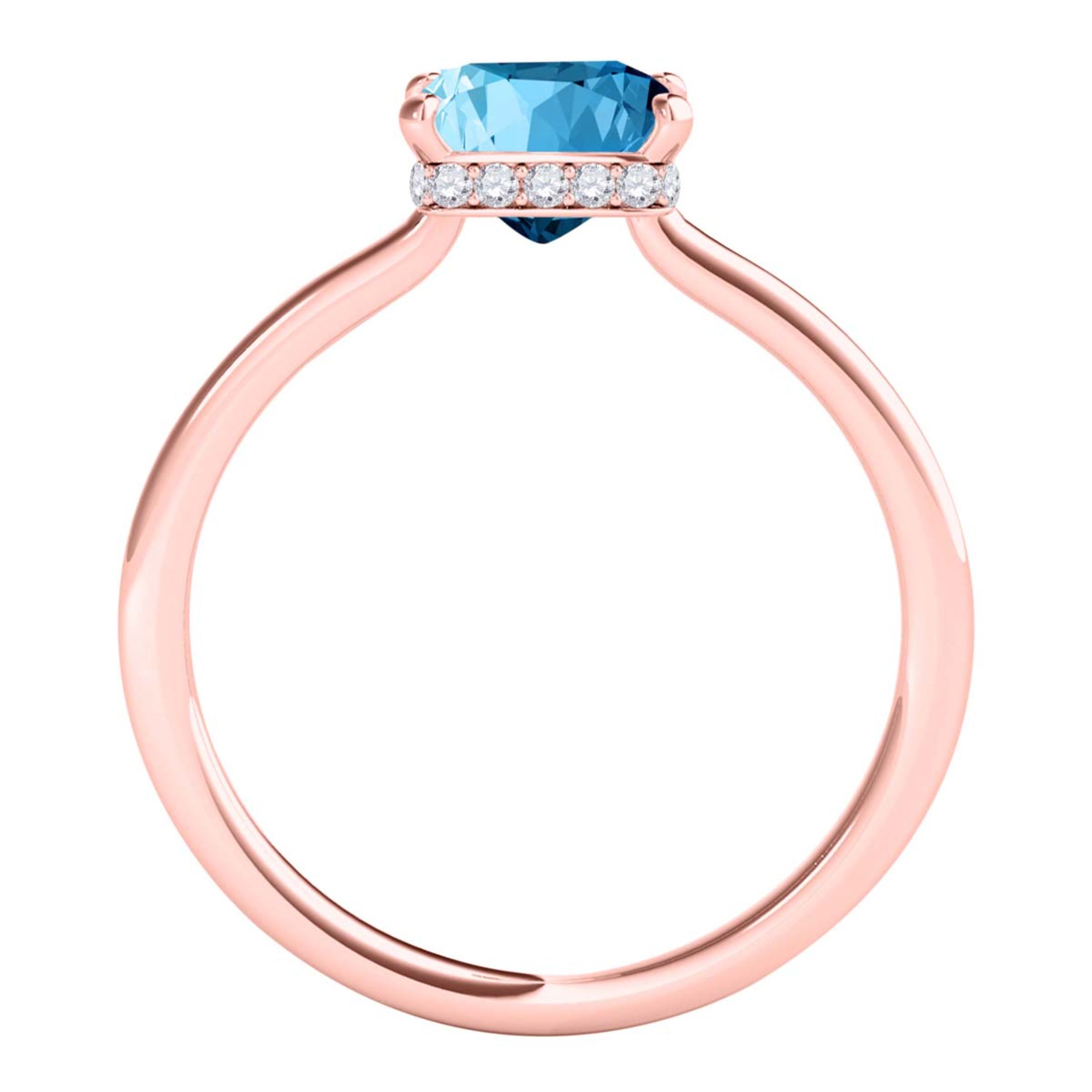 1.10 Ct Blue Topaz Diamond Gemstone Engagement Ring In 14K Rose White & Yellow Gold