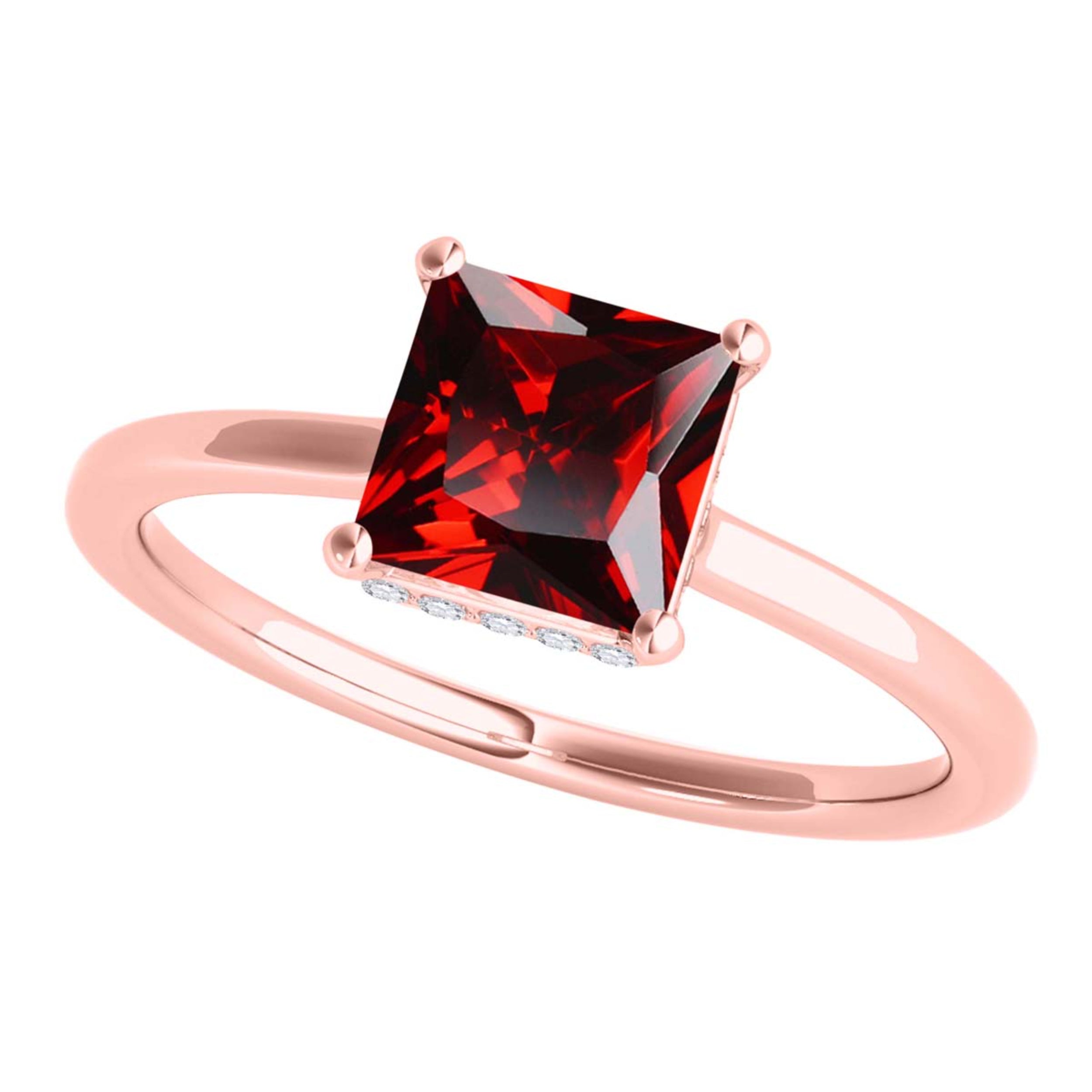 Garnet Diamond 1.10 Ct 14K Rose White & Yellow Gold Gemstone Ring Jewelry