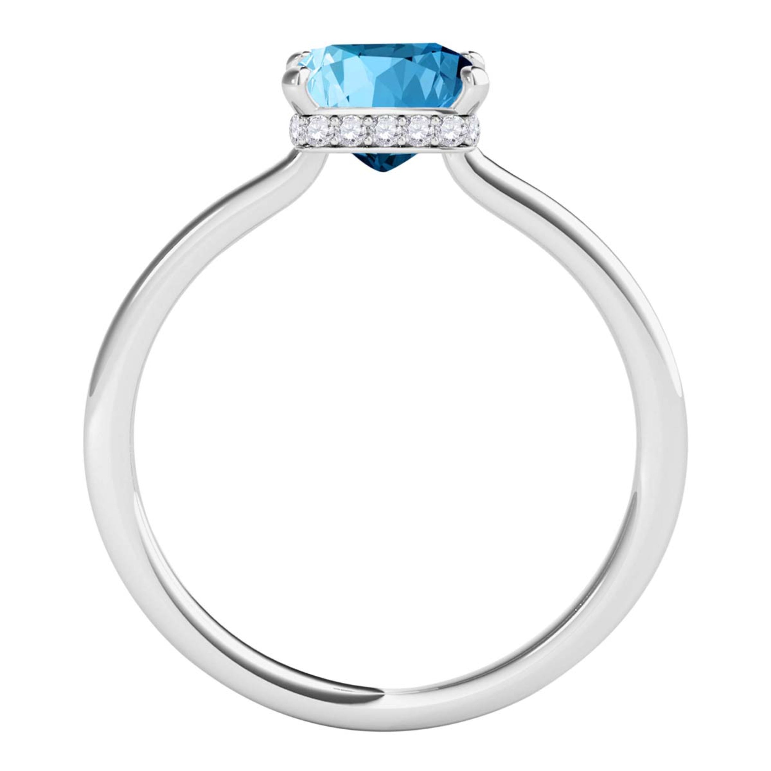 1.10 Ct Blue Topaz Diamond Gemstone Engagement Ring In 14K Rose White & Yellow Gold