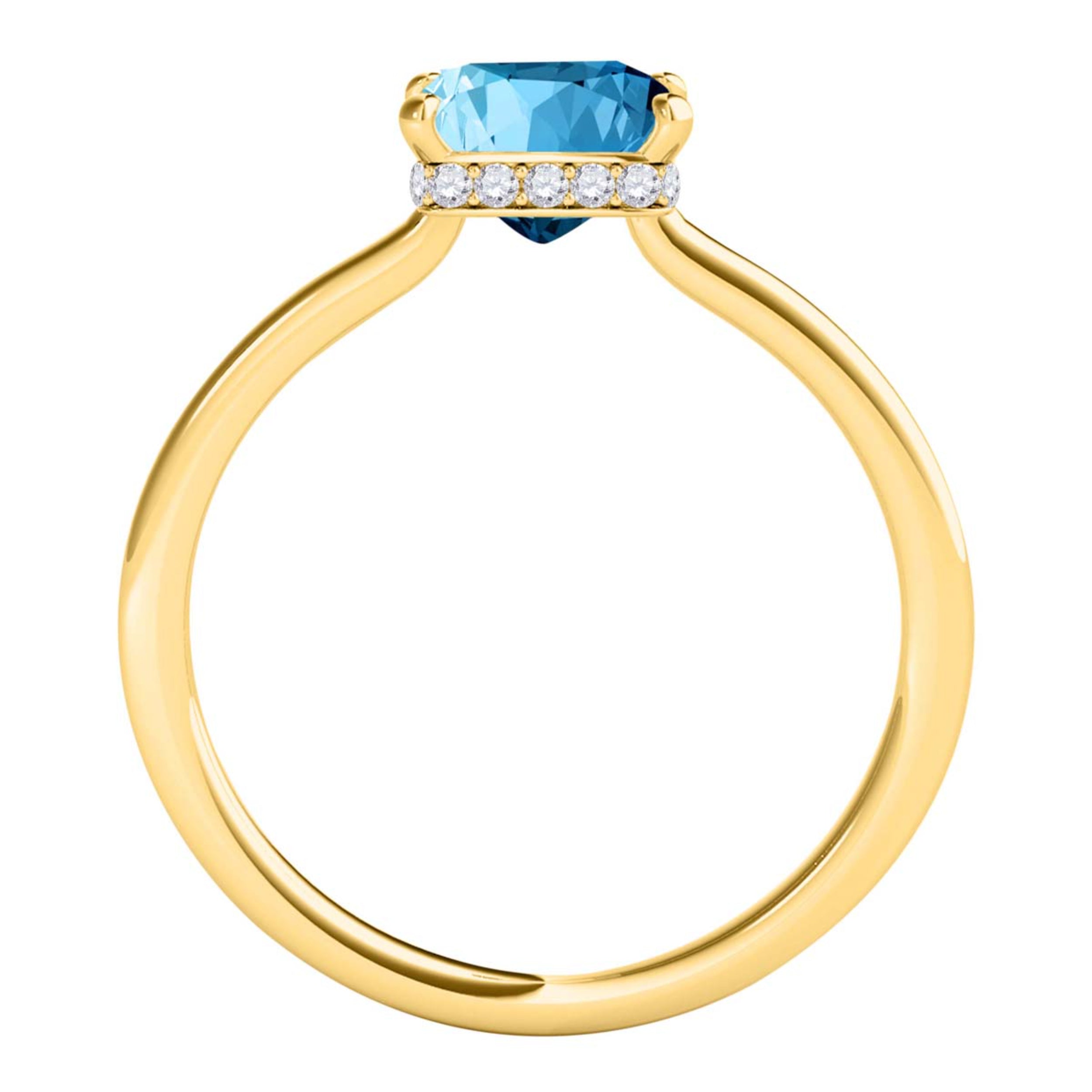 1.10 Ct Blue Topaz Diamond Gemstone Engagement Ring In 14K Rose White & Yellow Gold