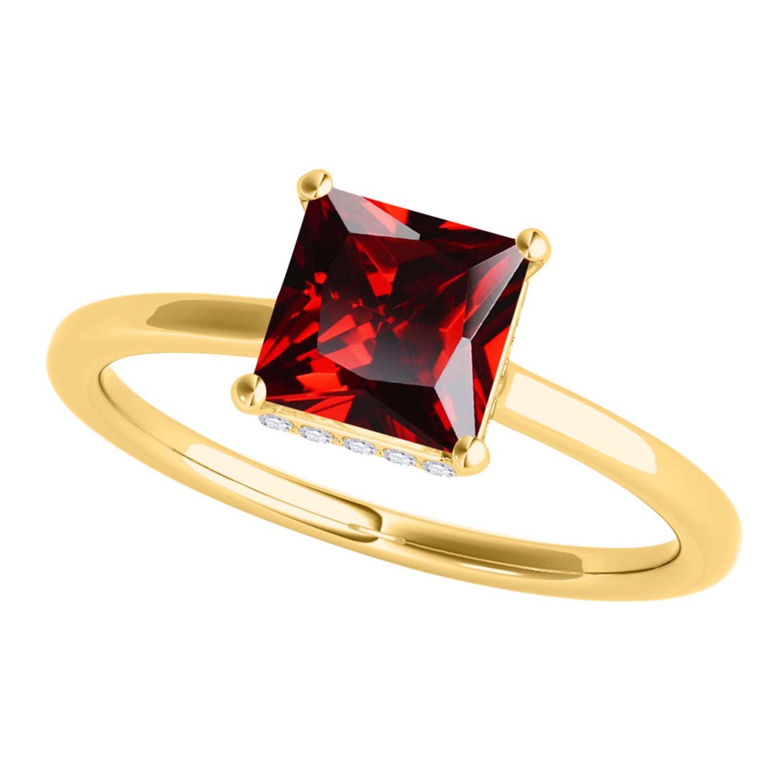 Garnet Diamond 1.10 Ct 14K Rose White & Yellow Gold Gemstone Ring Jewelry