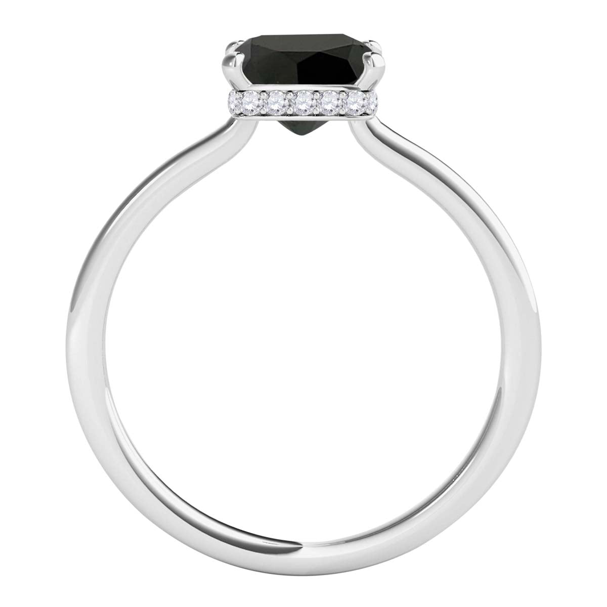 1.00 Ct Princess Black Diamond Engagement Ring In 10K White/ Rose & Yellow Gold