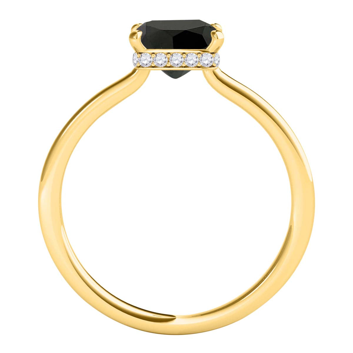 1.00 Ct Princess Black Diamond Engagement Ring In 10K White/ Rose & Yellow Gold