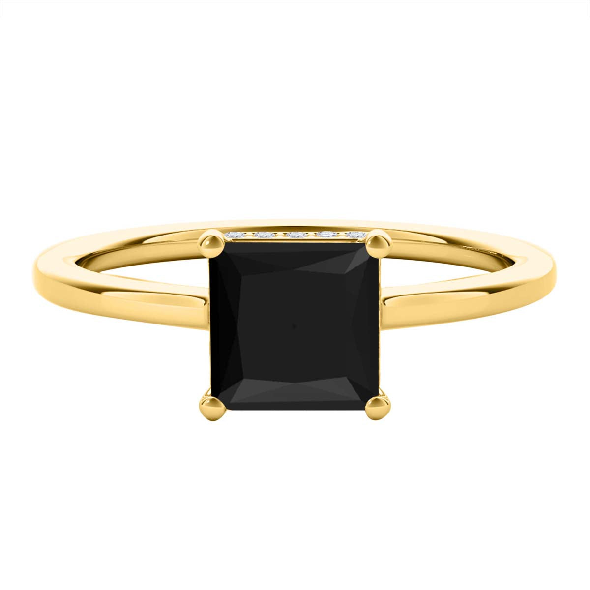 1.00 Ct Princess Black Diamond Engagement Ring In 10K White/ Rose & Yellow Gold