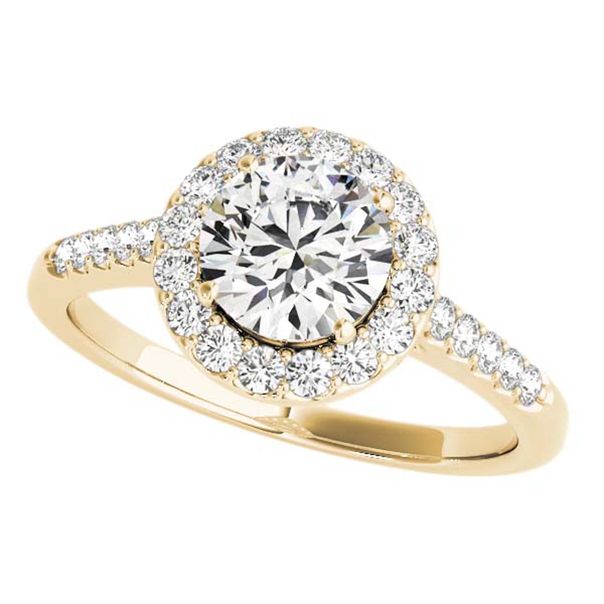0.75 Carat Diamond Engagement Ring In 14K Solid White Yellow Gold