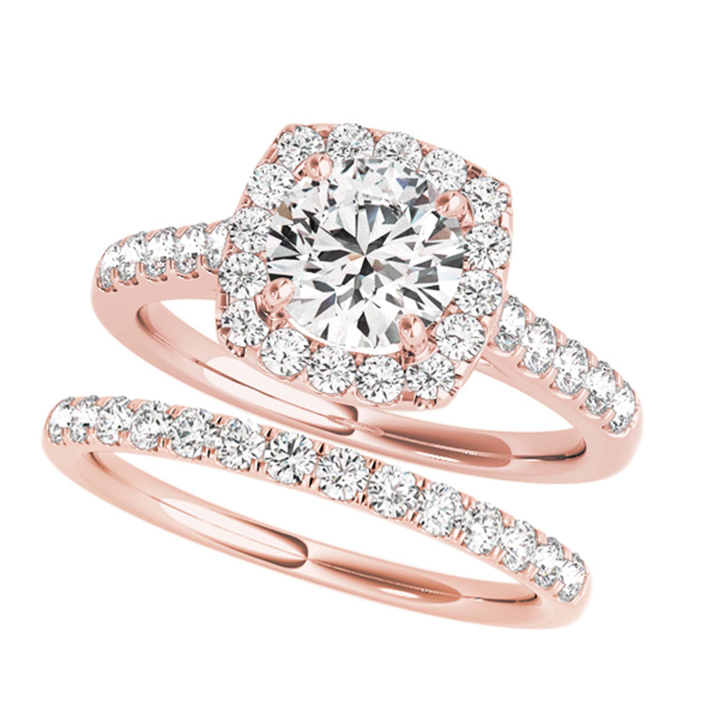 10K Rose White & Yellow Gold 1.00 Ct Diamond Bridal Set Engagement Rings Women Jewelry