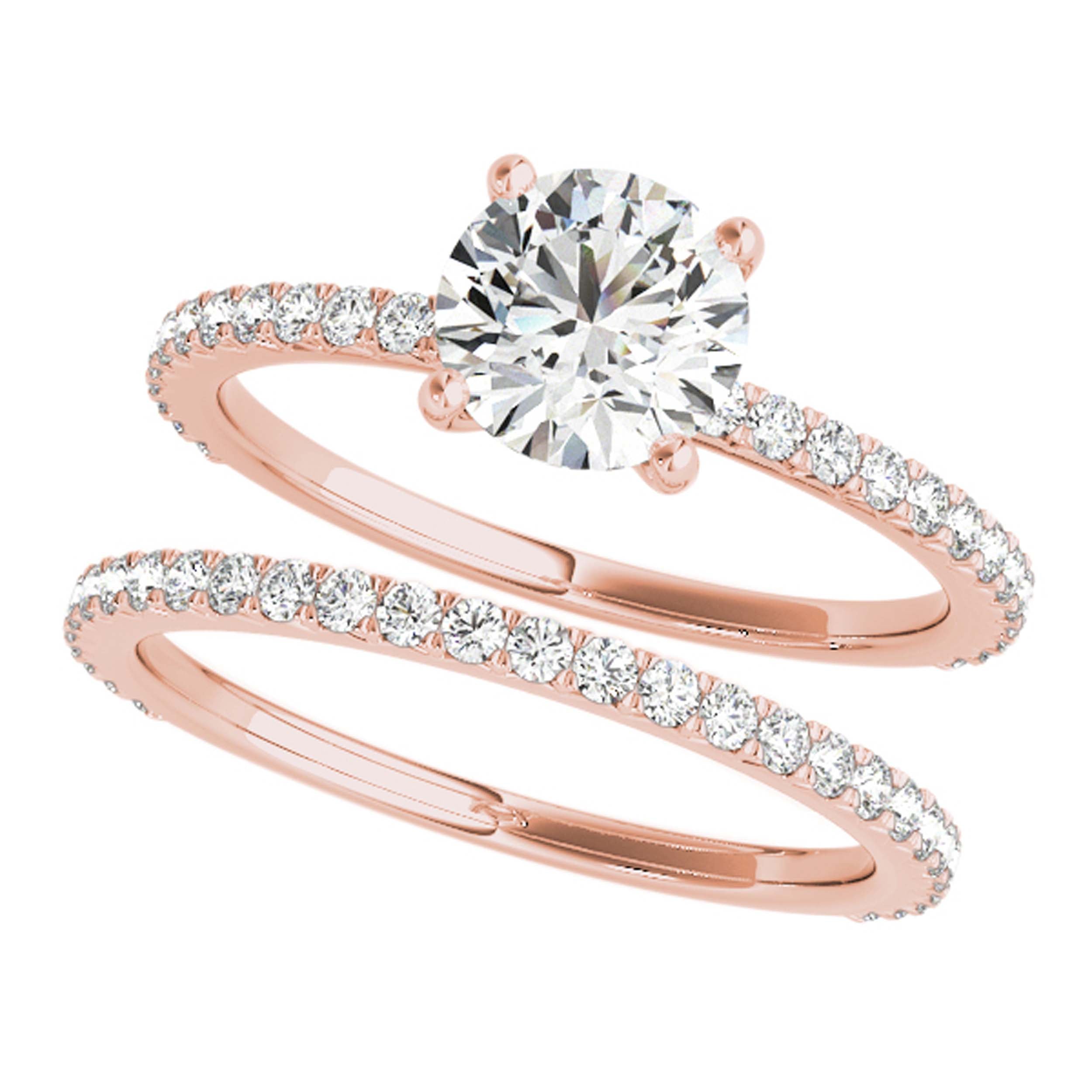1.00 Ct Brilliant Cut Diamond Bridal Set Engagement Ring 10K White Rose & Yellow Gold