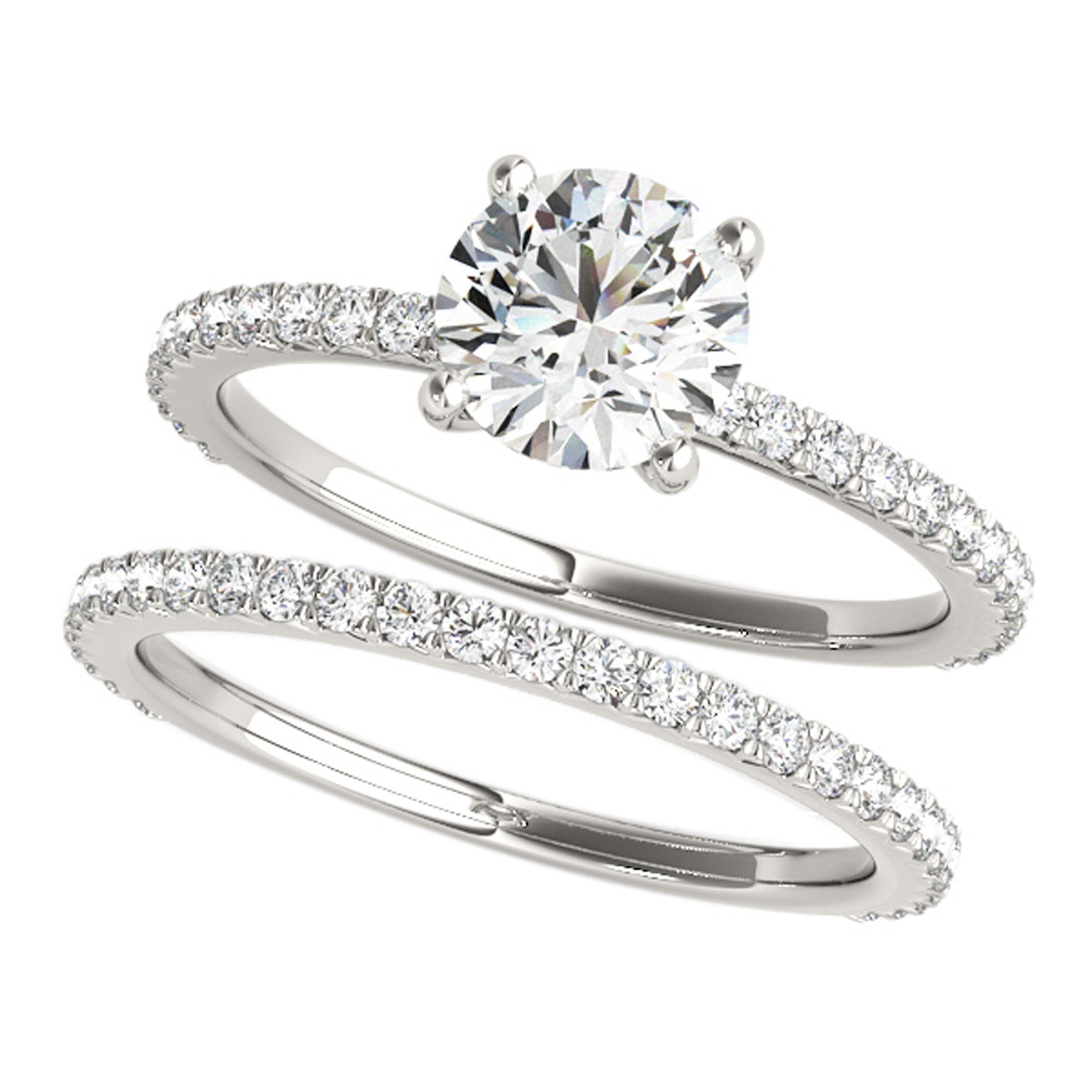 1.00 Ct Brilliant Cut Diamond Bridal Set Engagement Ring 10K White Rose & Yellow Gold
