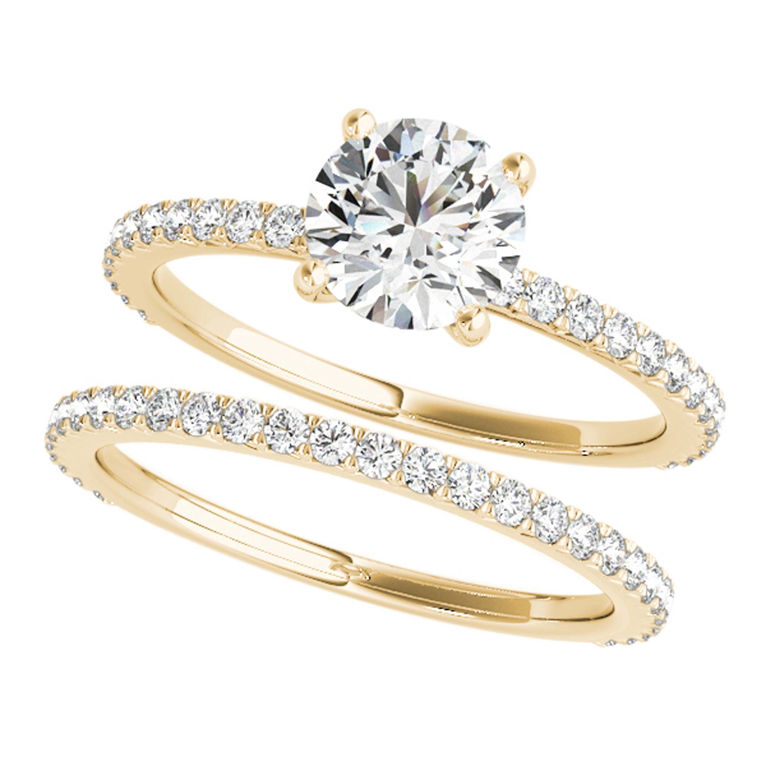 1.00 Ct Brilliant Cut Diamond Bridal Set Engagement Ring 10K White Rose & Yellow Gold