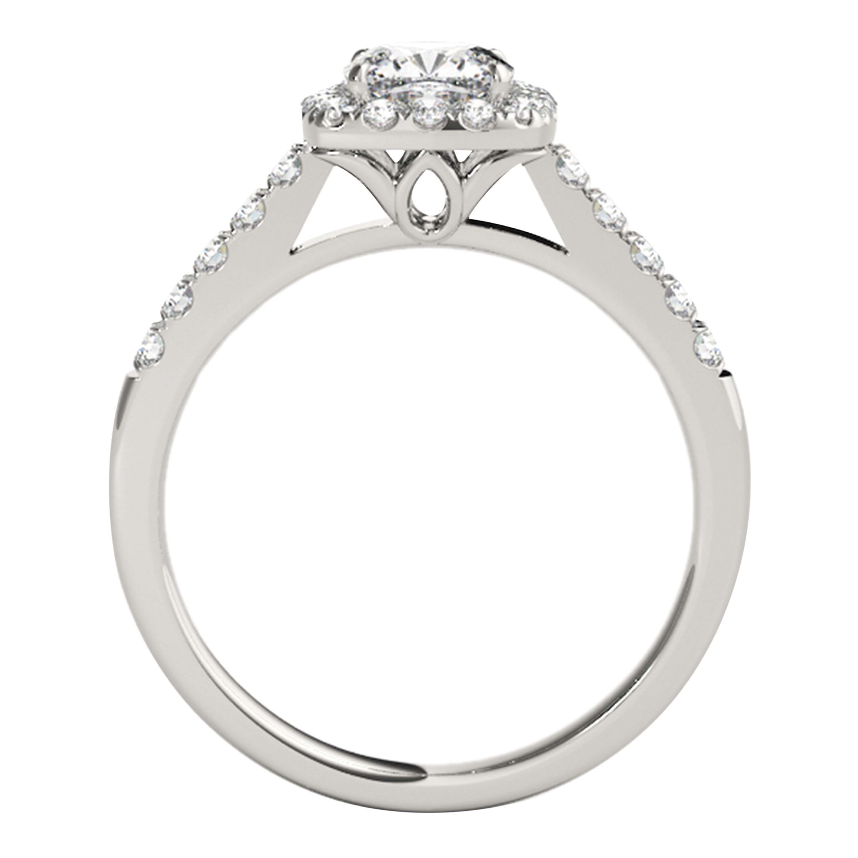 1.00 Ct Lab Grown Diamond Halo Engagement Ring In 14K Solid White Gold