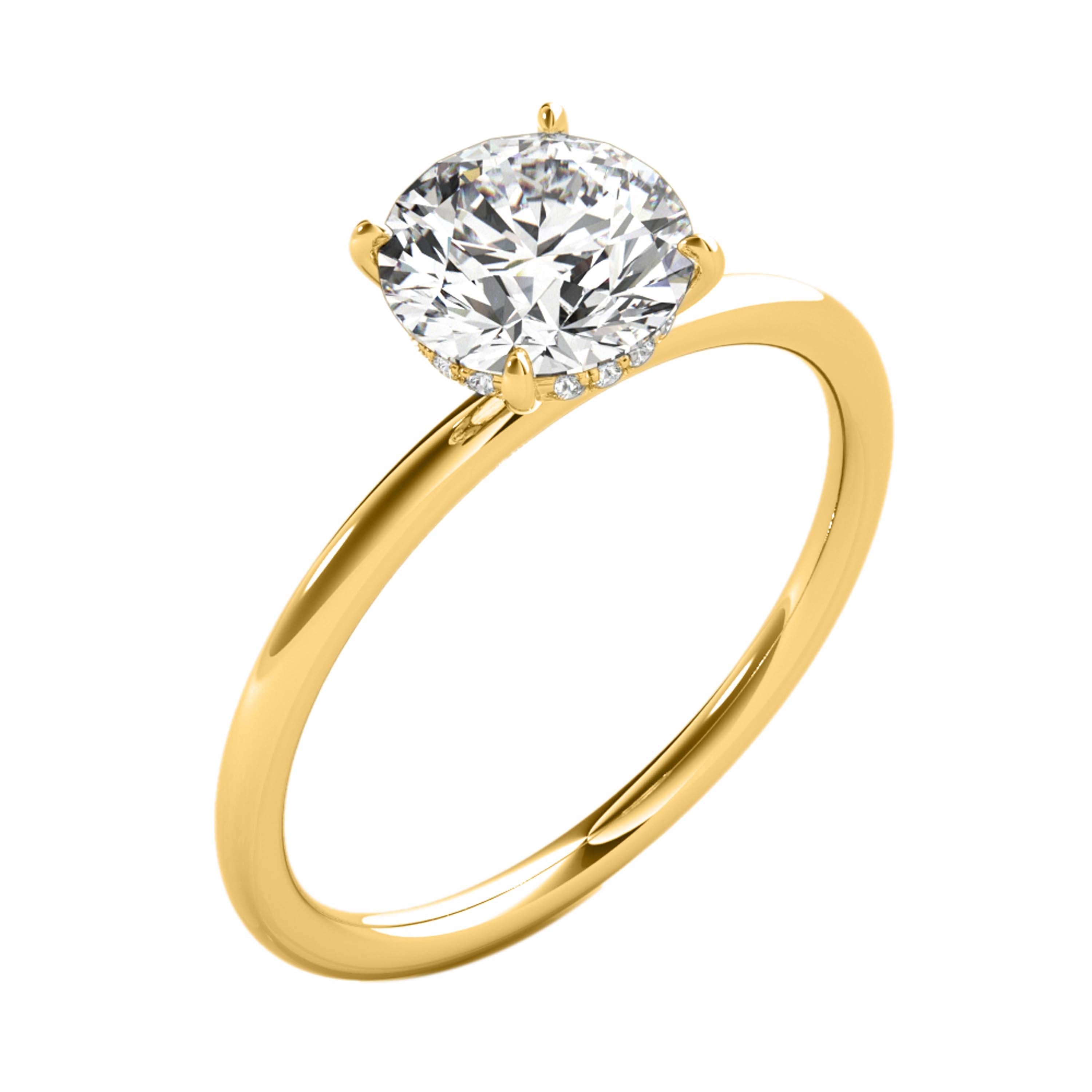 Engagement Rings 0.50 Ct Diamond In 14K White / Rose & Yellow Gold