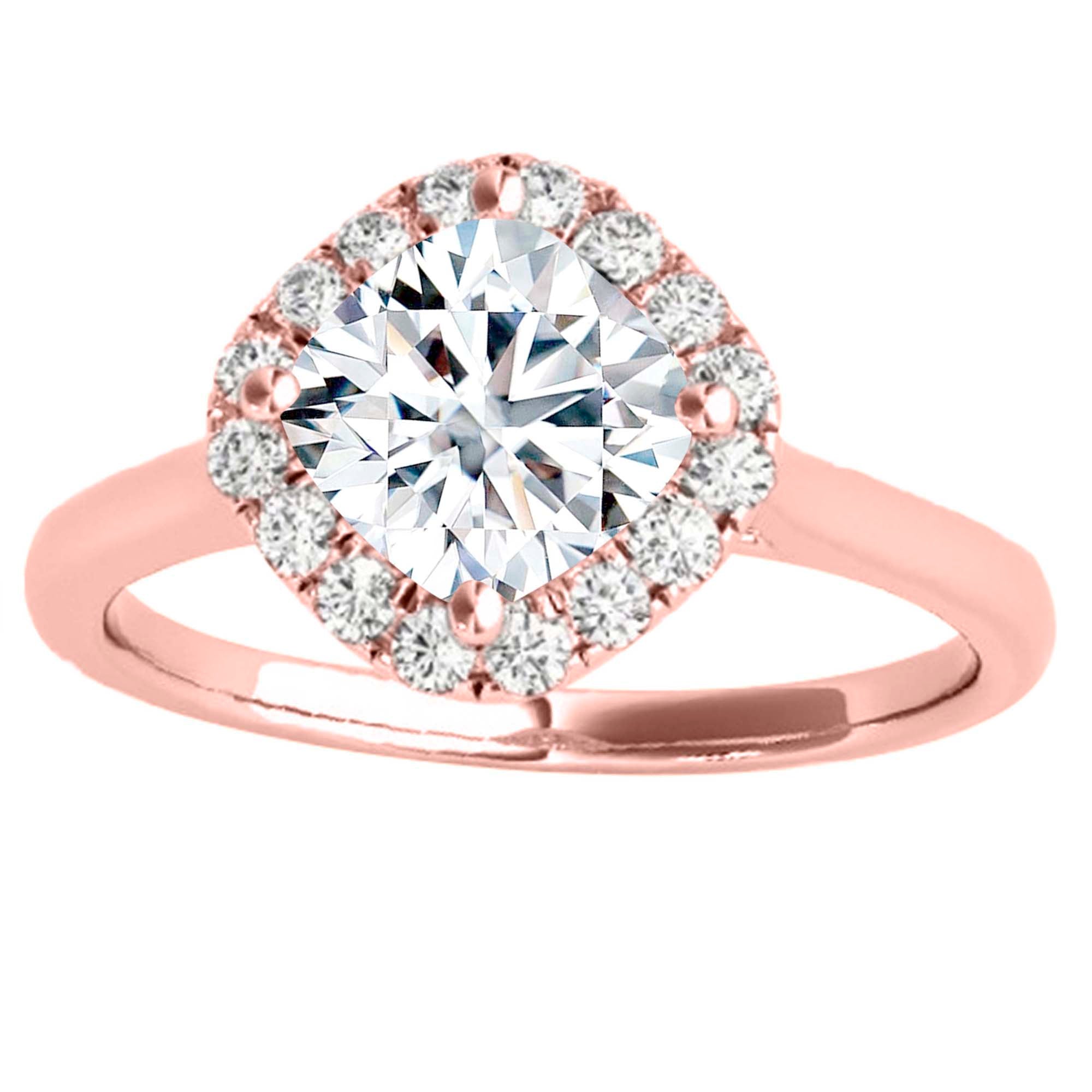 Engagement Halo Ring 1.00 Ct Diamond 10K Solid Gold